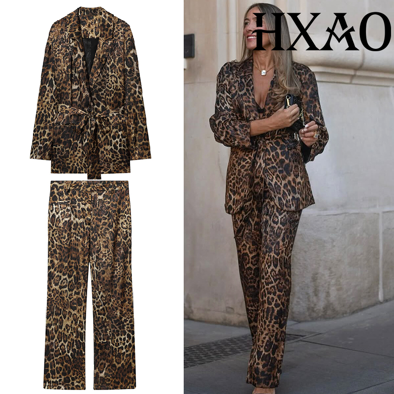 Formal Attire Woman - HXAO Conjuntos de pantalones de leopardo,
