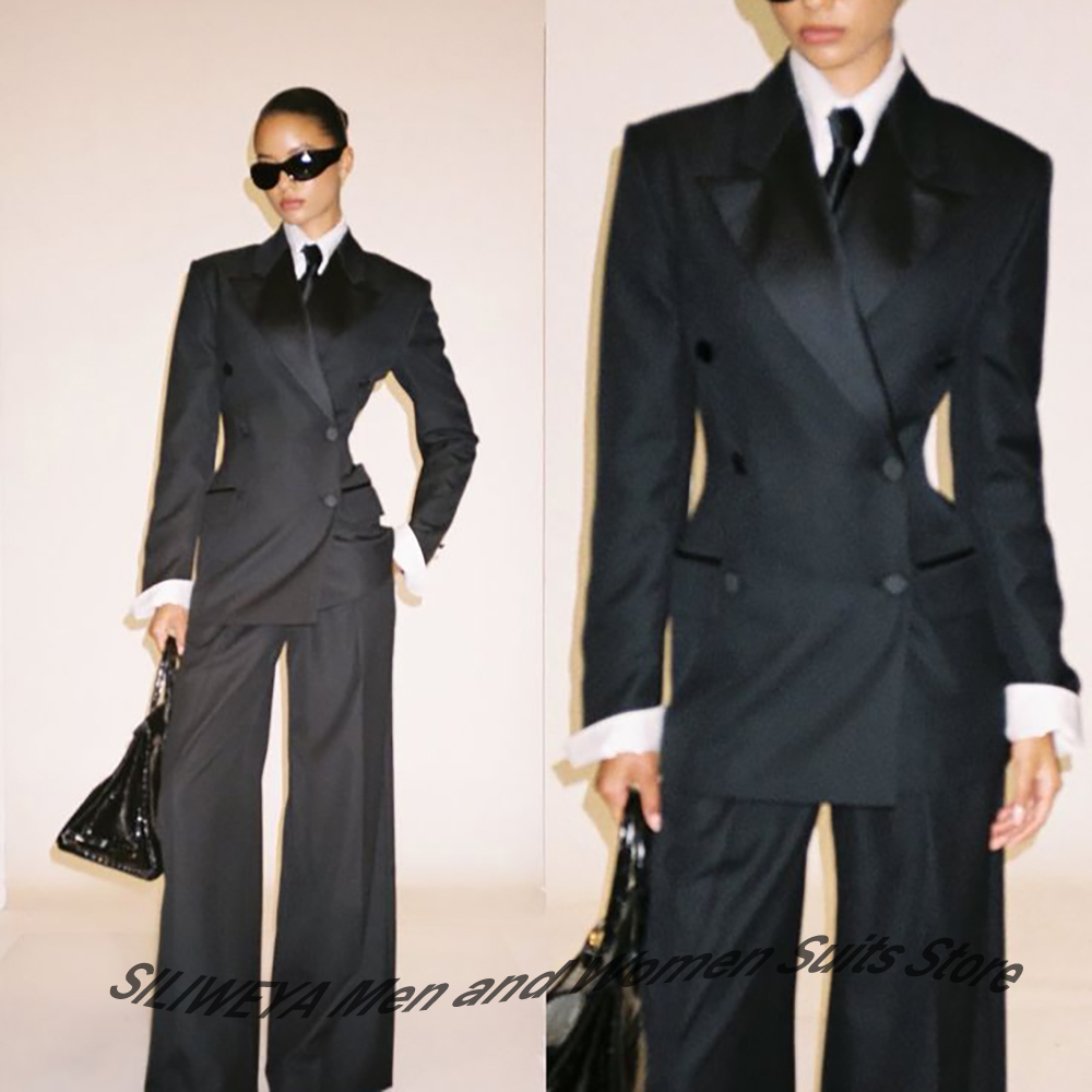 Women'S Elegant Formal Wear - Traje profesional negro de doble botonadura