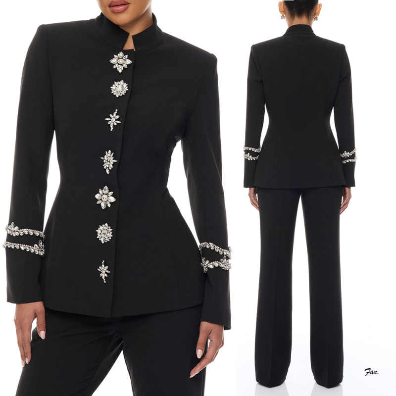 Women'S Formal Jackets To Wear With Dresses - Traje de Pantalón de Cristal para