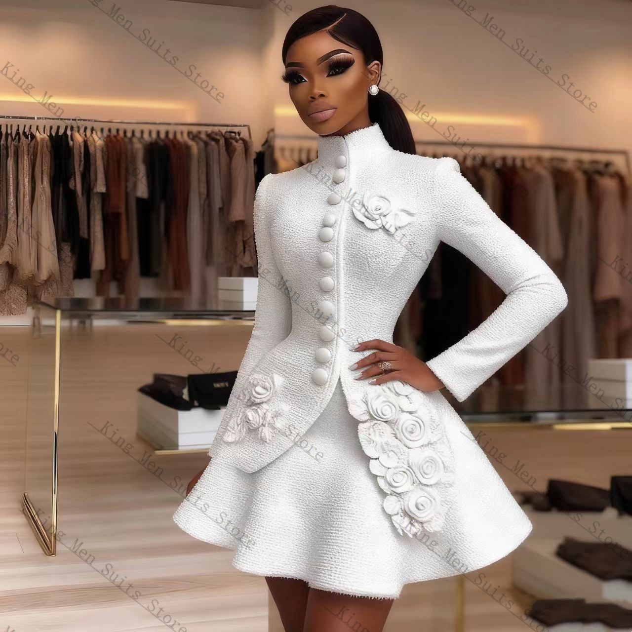 Women'S Formal Jackets To Wear With Dresses - Conjunto de traje blanco de lujo