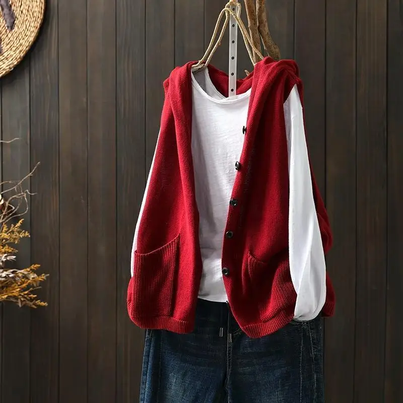 Women'S Formal Wear Cardigan - Chaleco cárdigan rojo para mujer, chaleco