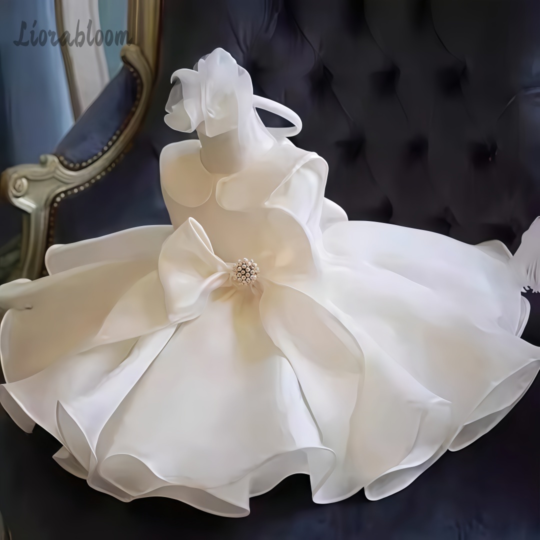 Women'S Elegant Formal Wear - Vestido Blanco con Adornos de Perlas