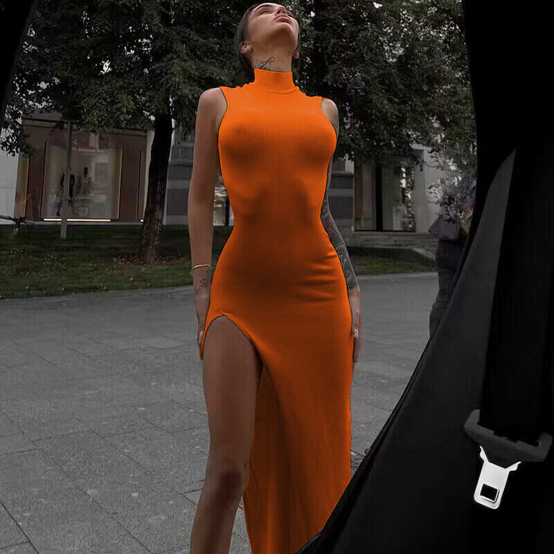 Formal Wear For Women Xl - Y2k-vestidos Midi naranjas sin mangas para