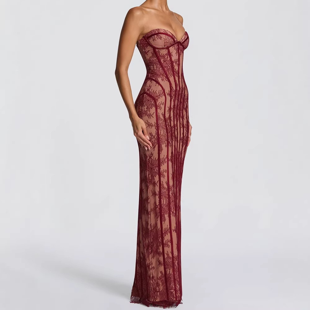 Women'S Elegant Formal Wear - Vestido Maxi Ajustado sin Tirantes para