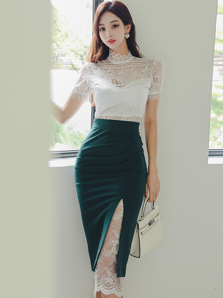 Conjunto de 2 piezas de encaje - Pencil Skirt Midi reseña y precio