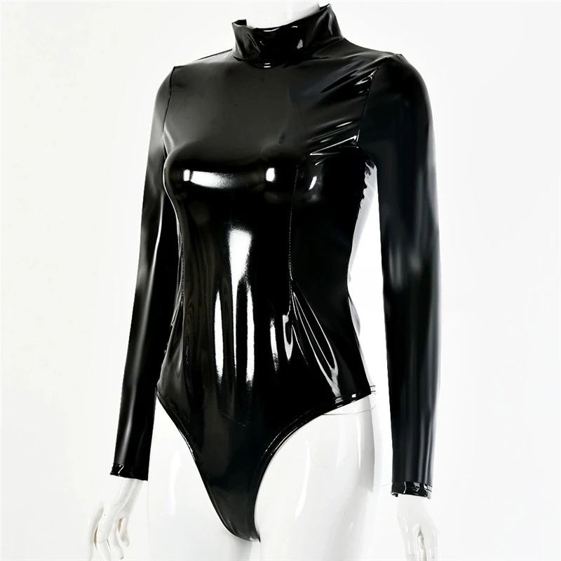 Leotardo gótico de látex sinté - Turtleneck Bodysuit Office reseña y precio