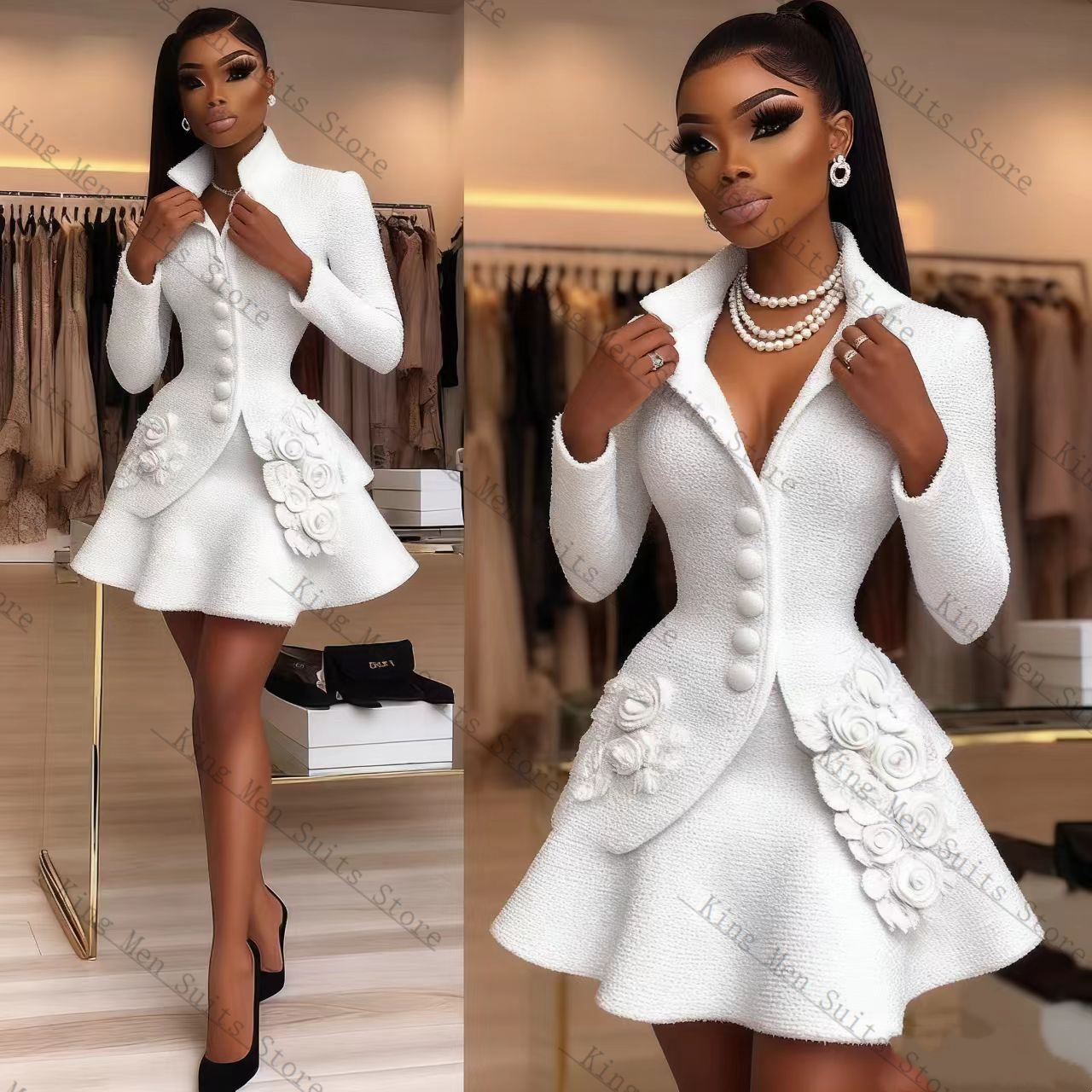 Conjunto de traje blanco de lu - Women'S Formal Jackets To Wear With Dresses reseña y precio