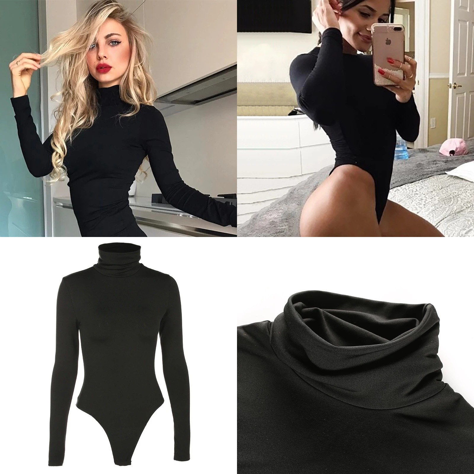 Body de cuello alto para mujer - Turtleneck Bodysuit Office reseña y precio