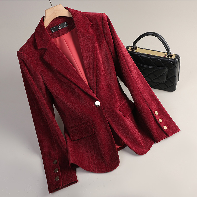 Blazer de terciopelo amarillo  - Women Formal Wear Blazers reseña y precio