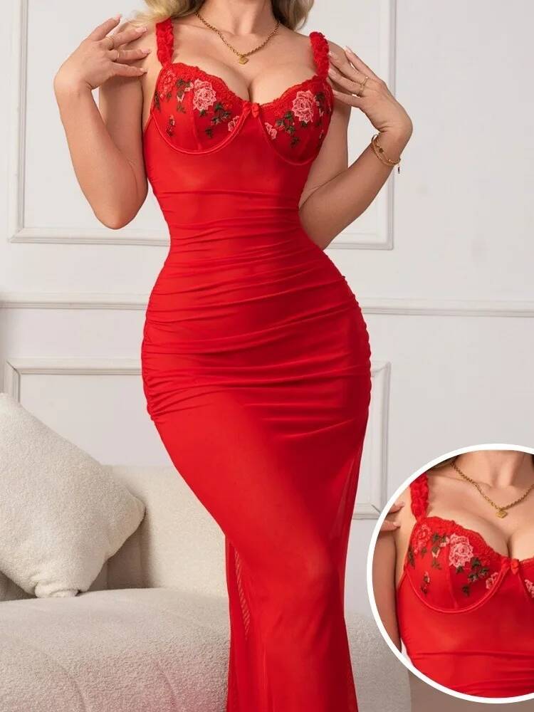 Vestido rojo fruncido con corr - Women Formal Wear H&M reseña y precio