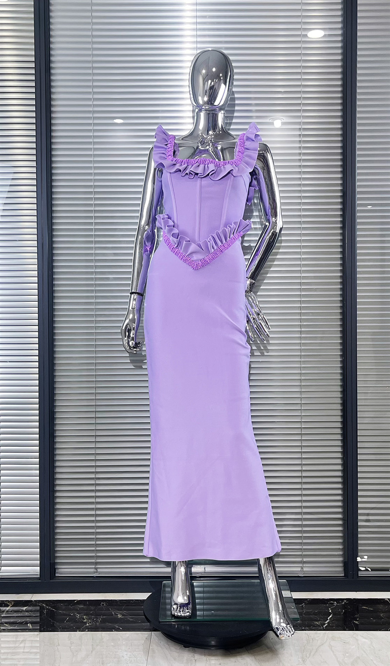 Vestido de vendaje violeta sin - Women Formal Wear H&M reseña y precio