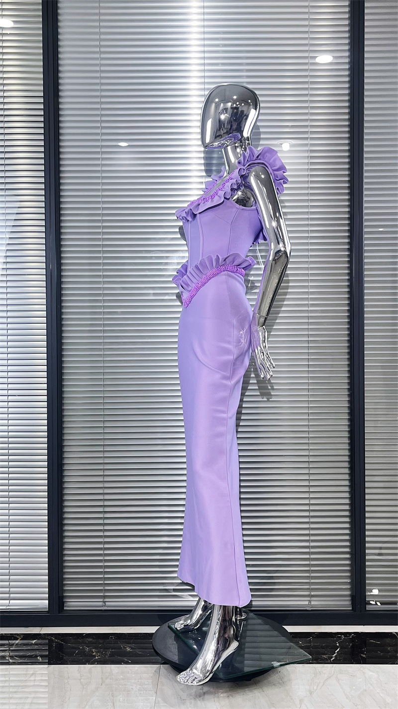 Vestido de vendaje violeta sin - Women Formal Wear H&M reseña y precio